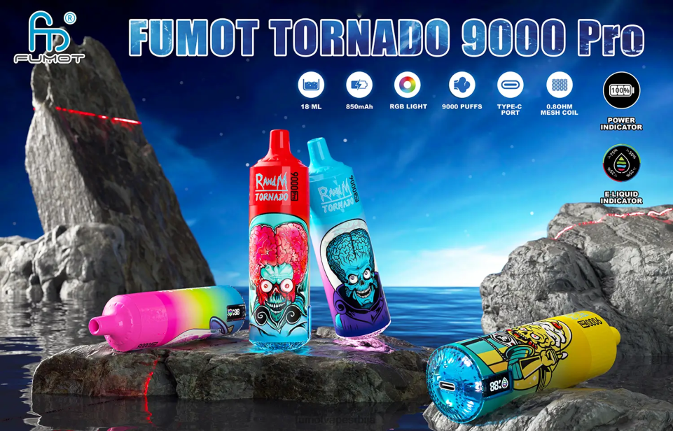 Fumot Tornado T0VLT216 грожђа 1 комад 9000 про 18мл вапе за једнократну употребу Fumot vape shop