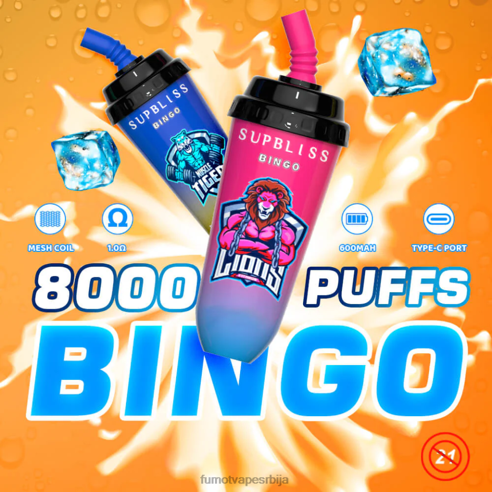 Fumot Supbliss Bingo T0VLT402 лове66 16мл 8000 вапе под уређај за једнократну употребу (1 комад) Fumot cena